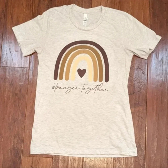 Bella Canvas Tops - Stronger Together Beige T-shirt, Size Small